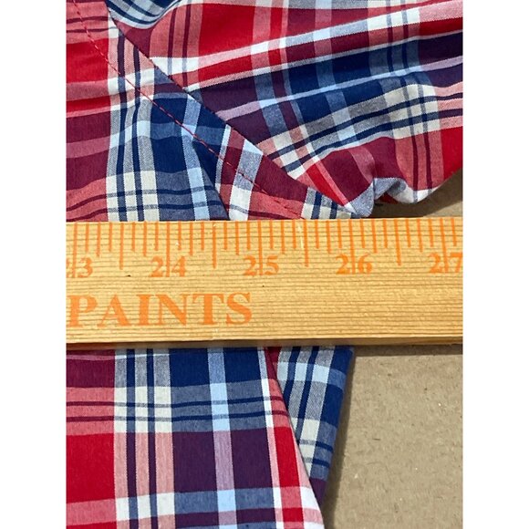 Saddlebred Red & Blue Plaid Button-Down Shirt Classic Fit XL Long Sleeve - Picture 7 of 9